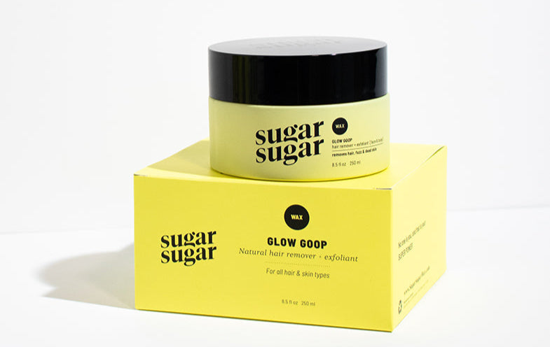 Glow Goop sugaring wax hair remover and exfoliant with box